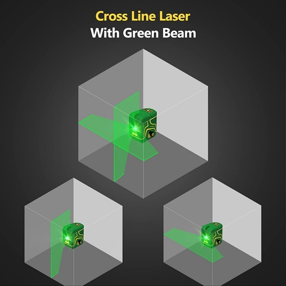 Cross Line Laser Level, with Expansion Angle, Type-C Rechargeable Battery, Green - Picture 4 of 9